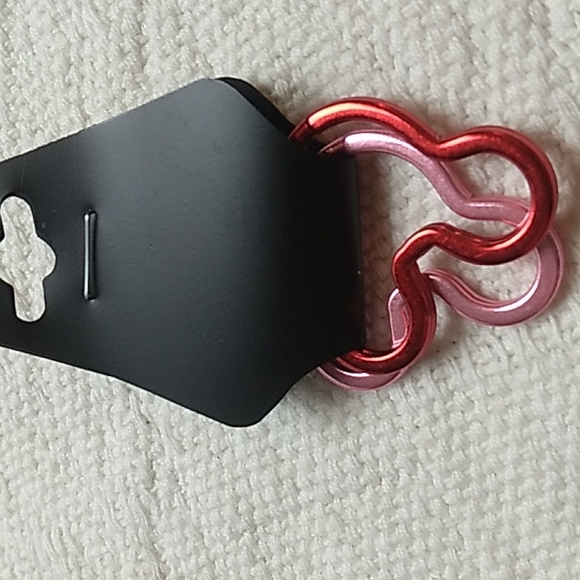 Disney Mickey & Minnie Mouse Keychains in Pink & Red 1.5 x 1 2/8 inches - Picture 3 of 8